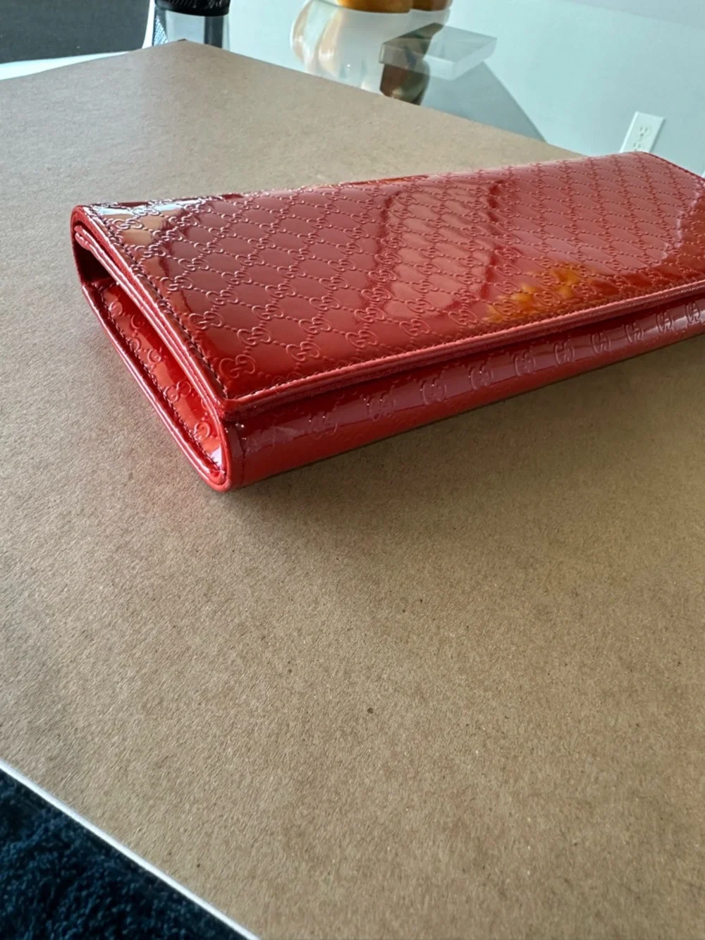 Gucci Glossy Red Patent GG Continental Clutch Wallet - Picture 7 of 12